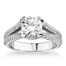 Bella Vaughan for Blue Nile Seattle Split Shank Double Pave Diamond Engagement Ring in Platinum (3/4 ct. tw.)